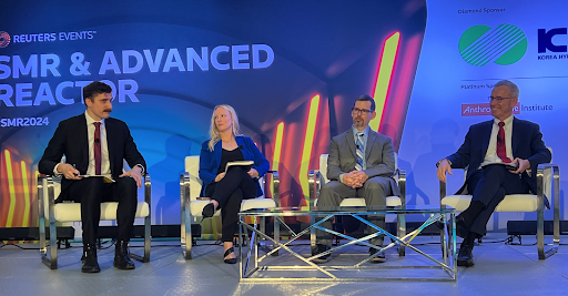 Wide view of the Reuters SMR & Advanced Reactor panel, with the moderator addressing the speakers