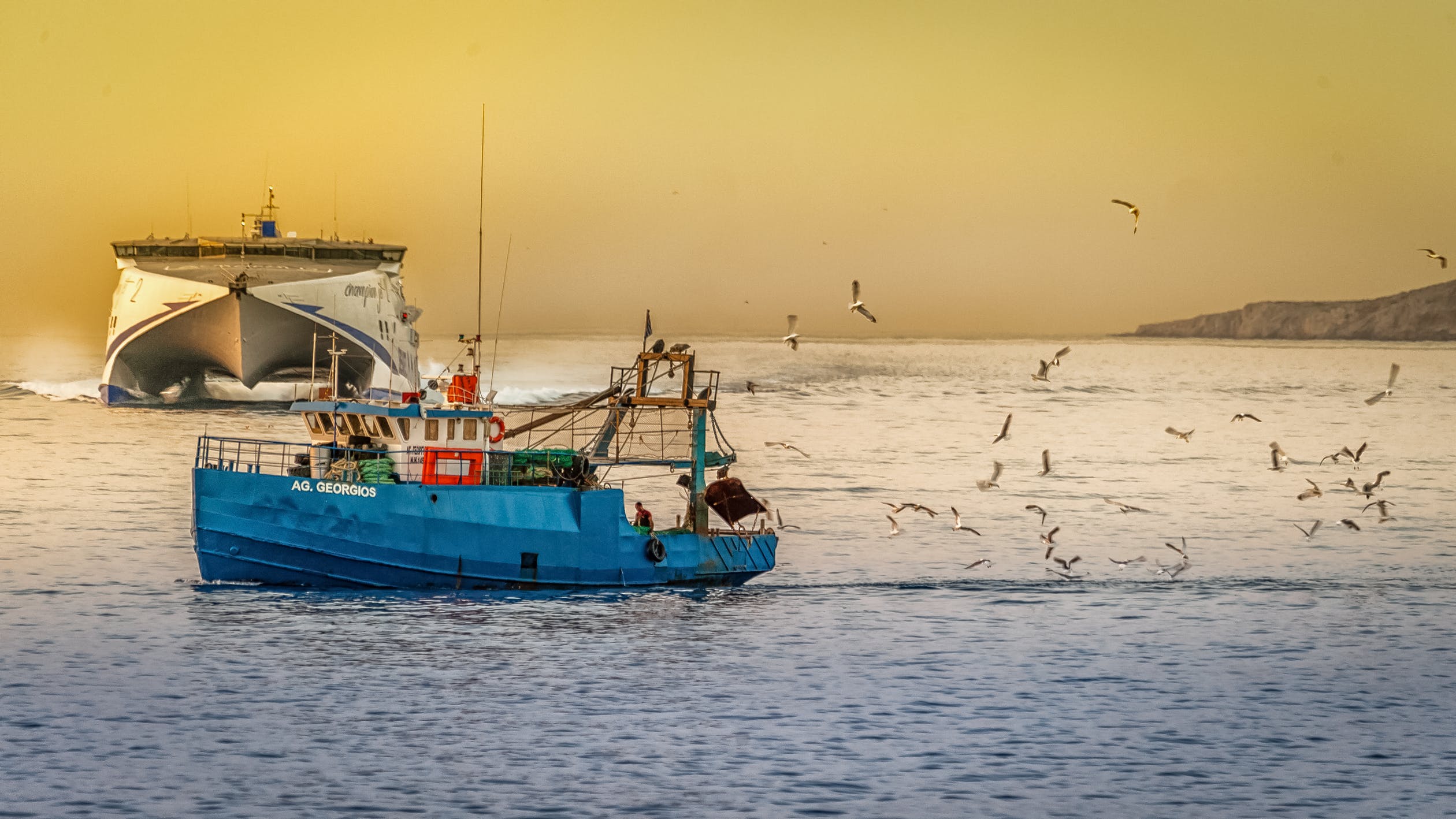 Fishing vessel at sea